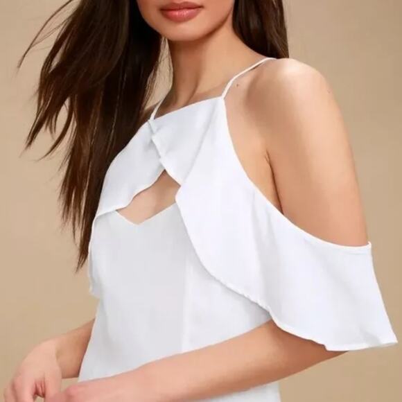 BB Dakota Dress Kaless Cold Shoulder White Sheath - Picture 4 of 9